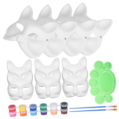 HAPINARY DIY Fuchsmaske Teilig Unbemalt aus Papier mit Farben Farbe und Pinseln für Cosplay Karneval Kostüm Kreativmaske von HAPINARY