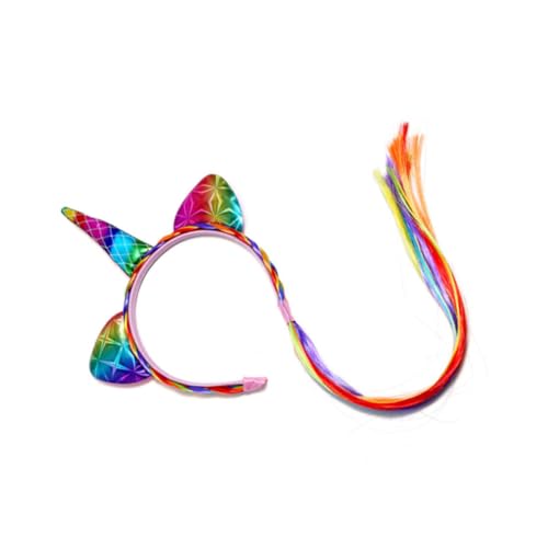 HAPINARY Einhorn Stirnband Haarreif mit Bunter Kunsthaar Extension Leichtes Nicht Verfärbendes Kopfschmuck für Mädchen Party Kostüm Zubehör Accessoire für Festliche Stimmung von HAPINARY