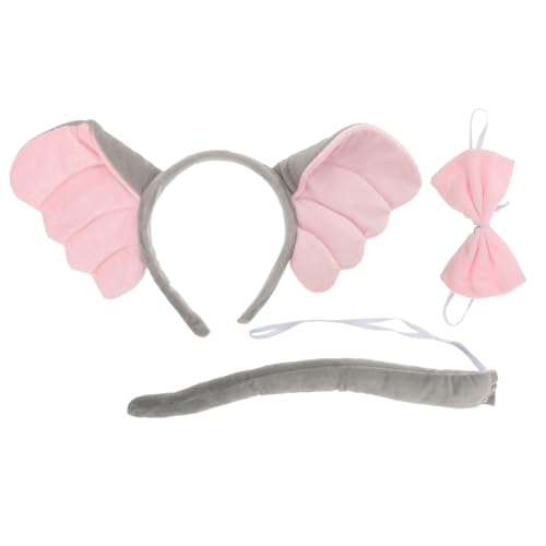 HAPINARY Elefantenkostüm Zubehör mit Stirnband Elefantenohren Schleife und Weiches Cartoon Haarreif für Halloween Cosplay Party Bequemer Sitz Vielseitig für Festivale und Rollenspiele von HAPINARY