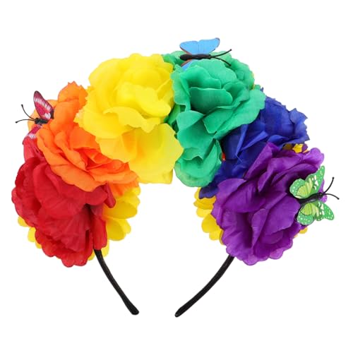 HAPINARY Farbenfrohes Blumenstirnband mit Rosenkranz Langlebig und Wiederverwendbar Vielseitig für Halloween Mexikanische Feste Hochzeiten und Kostümpartys Realistische Künstliche Blumen von HAPINARY