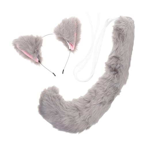 HAPINARY Flauschiges Katzenohren Haarband mit Fuchsschwanz Teiliges Cosplay Weiches Stirnband für Party Halloween und Kostümfest Bequemes Accessoire für Erwachsene von HAPINARY
