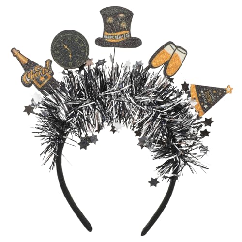 HAPINARY Glitzer Lametta Neujahrsstirnband mit Uhr-hut Party Haarreif Festlicher Kopfschmuck für Silvester Feier Weihnachtsdeko Zubehör von HAPINARY