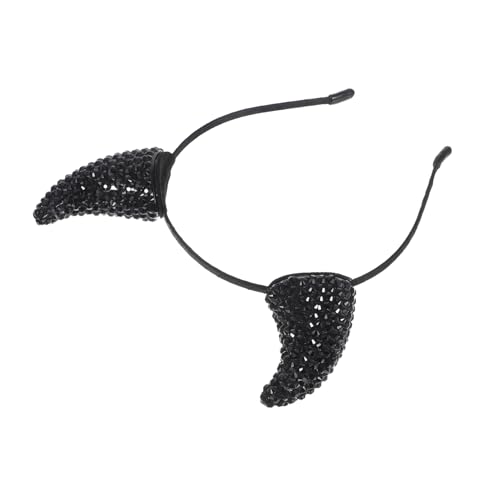 HAPINARY Glitzernde Teufelshorn Haarreif mit Funkelnden Strasssteinen Schwarzes Bequemes Cow Horn Headpiece Halloween Kostüm Accessoire für Cosplay Party und Festtage von HAPINARY