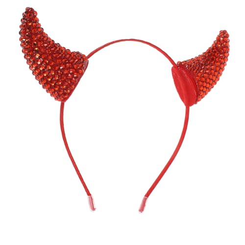 HAPINARY Glitzerndes Teufelshorn Haarreif mit Strasssteinen Weicher Halloween Haarreif für Teufelskostüm Funkelnde Hörner für Cosplay und Partyzubehör Bequem und Auffällig von HAPINARY