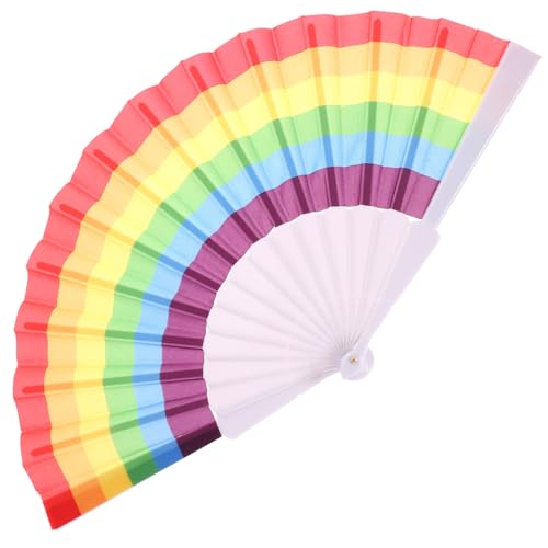 HAPINARY Regenbogen Faltfächer Kunststoff Bunter Tragbar Für Tanz Party Hochzeit Lgbtq Dekoration Zubehör von HAPINARY