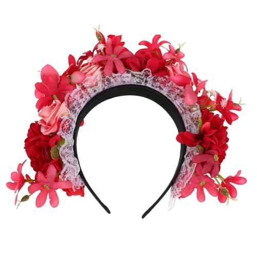 HAPINARY Rotes Rosen Haarband aus Künstlichen Blumen Leichtes Langlebiges Stirnband für Damen und Mädchen Vielseitig für Halloween Partys Urlaub Fotoshootings Elegantes Ethnisches Design von HAPINARY