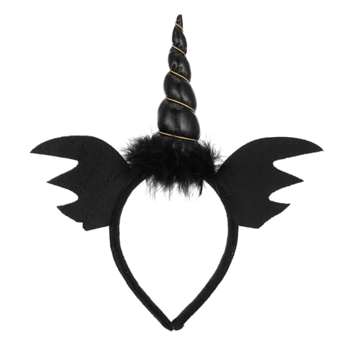HAPINARY Unicorn Cosplay Haarreif Erwachsene Halloween Party Kopfschmuck Schwarz Einhorn Design Zubehör für Karneval und Maskerade von HAPINARY