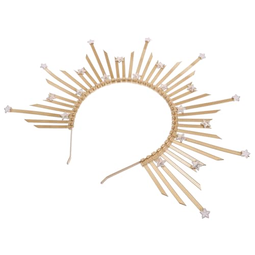 HAPINARY Vintage Goldfarbener Haarschmuck Damen Gothisches Strahlen Haarreif mit Spitzenkrone Einzigartiges Göttinnen Kopfschmuck für Halloween Cosplay Party und Festliche Anlässe von HAPINARY