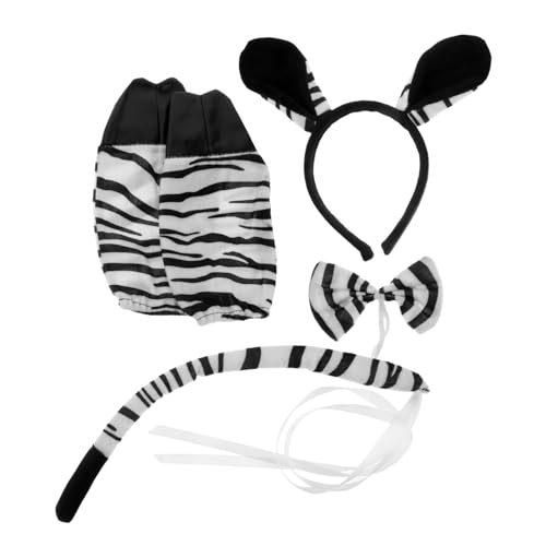 HAPINARY Zebra Kostüm Set für Damen Einzigartiges Tier Accessoire mit Haarreif und Schweif für Karneval Halloween Partys und Thematische Veranstaltungen von HAPINARY