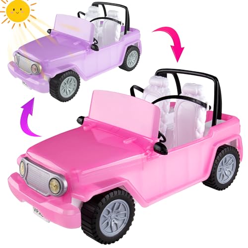 Color Change Convertible Jeep, Puppe Jeep für 11-Zoll-Modepuppen, Lila bis Rosa unter Sonnenschein, Puppenautos mit 2 Sitzen und rollenden Rädern, Spielzeug für Kinder im Alter von 3 bis 9 Jahren von HAPITOIZ