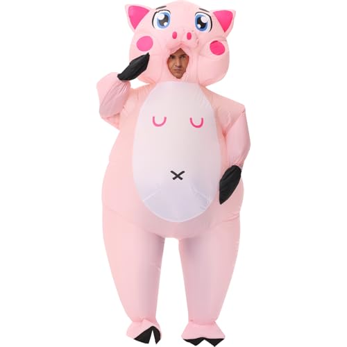 HAPNBCELE Aufblasbares Kostüm für Erwachsene, aufblasbar, fett, rosa Schwein, Uniform, Urlaub, Party, Outfit, Cartoon, lustiger Anzug HAPNBCELE Aufblasbares Kostüm für Erwachsene, aufblasbar, fett, rosa Schwein, Uniform, Urlaub, Party, Outfit, Cartoon, lustiger Anzug von HAPNBCELE