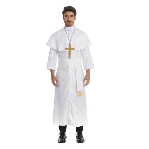 HAPNBCELE Pastorenkostüm für Erwachsene ist ein Muss für Halloween (Weiß-M) von HAPNBCELE