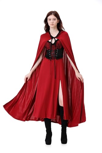 HAPNBCELE Rotkäppchen-Kostüm für Damen, exklusiver Umhang und Kleid, Cosplay, für Halloween, Feiertage, Party (dunkelrote Spitze, langer Stil, Größe M HAPNBCELE Rotkäppchen-Kostüm für Damen, exklusiver Umhang und Kleid, Cosplay, für Halloween, Feiertage, Party (dunkelrote Spitze, langer Stil, Größe M von HAPNBCELE