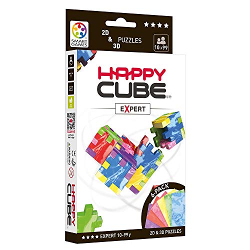 HAPPY HCE300 Expert Cardboard Box 3D Puzzle, Pack of 6, 6 Marble Colours = Blue, Green, Yellow, Fuchia, Red and Purple, 1 12 x 9 x 0,8 cm (Würfel 4 cm) von SmartGames