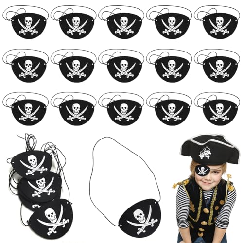 30 Stück Piraten-Augenklappe, 3D Verstellbare Elastische Augenklappe Komfortable Einzelne Augenmaske für für Rollenspiele, Halloween und Mottopartys 30 Stück Piraten-Augenklappe, 3D Verstellbare Elastische Augenklappe Komfortable Einzelne Augenmaske für für Rollenspiele, Halloween und Mottopartys von HATFRYF