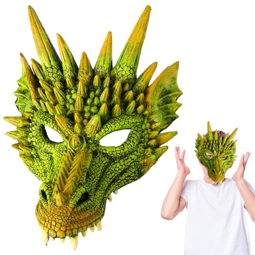 Halloween Drachen Maske, 3D Drachen Half Face Cosplay Dragon Animal Masks für Erwachsene und Kinder Halloween Karneval Kostüm Party Requisiten Grün Halloween Drachen Maske, 3D Drachen Half Face Cosplay Dragon Animal Masks für Erwachsene und Kinder Halloween Karneval Kostüm Party Requisiten Grün von HATFRYF
