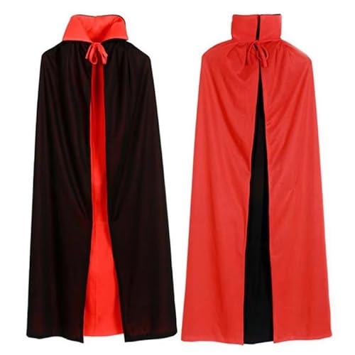 Umhang Schwarz Rot Doppelseitig Mit Erwachsener, Lang Umhang für Halloween Vampire, Cosplay Party Fancy Dress, Maskenball Hexen Rollenspielkostüme für Erwachsene（140CM,Standkragen） von HATFRYF