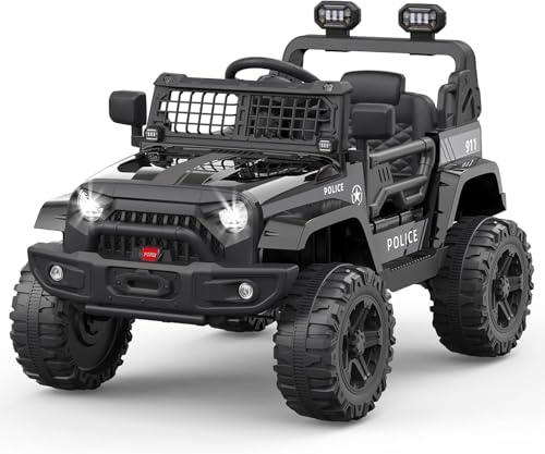 12-V-Elektro-Aufsitz-LKW für Kinder mit Fernbedienung für Eltern | Federung und Bluetooth | Offroad-Spielzeugauto, Geburtstags Kleinkinder, Jungen und Mädchen – Schwarz von HAUSPROFI