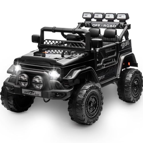 HAUSPROFI Kinder Elektroauto 12V, Elektroauto für Kinder mit 2,4G Fernbedienung, LED, Bluetooth, Musik, 3-5 km/h, Kinderauto Elektrisch, Elektro Kinderauto für Alter 3 bis 8, Schwarz HAUSPROFI Kinder Elektroauto 12V, Elektroauto für Kinder mit 2,4G Fernbedienung, LED, Bluetooth, Musik, 3-5 km/h, Kinderauto Elektrisch, Elektro Kinderauto für Alter 3 bis 8, Schwarz von HAUSPROFI