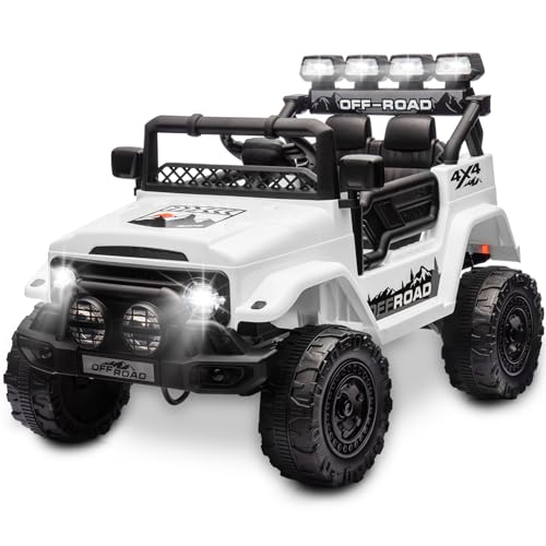 HAUSPROFI Kinder Elektroauto 12V, Elektroauto für Kinder mit 2,4G Fernbedienung, LED, Bluetooth, Musik, 3-5 km/h, Kinderauto Elektrisch, Elektro Kinderauto für Alter 3 bis 8, Weiß HAUSPROFI Kinder Elektroauto 12V, Elektroauto für Kinder mit 2,4G Fernbedienung, LED, Bluetooth, Musik, 3-5 km/h, Kinderauto Elektrisch, Elektro Kinderauto für Alter 3 bis 8, Weiß von HAUSPROFI