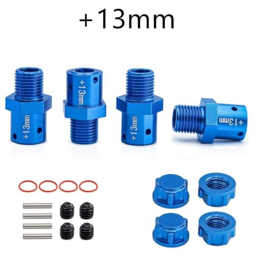 17 mm verlängerte Rad Hub -Hub -Adapter 10 mm 13mm für 1/8 1/7 Skala RC -Autos kompatibel mit 6S -Modellen, ähnlich wie der Ausgestoßene Infraction Limitless Mojave -Verbrechen(Widen 13mm Blue) von HAUTFENM