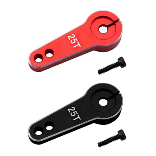 24T 25T Zahnmetall Servo Arm Horn 20mm 24 mm 24 mm für 1/10 Skala RC Crawler Car Lenkteile kompatibel mit verschiedenen RC -Modellen, einschließlich Fahrzeugen im TRX6 -Stil(2Pcs Black And Red) von HAUTFENM