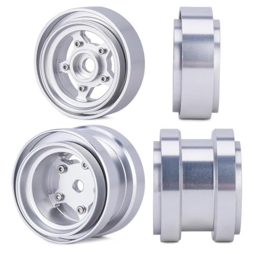 HAUTFENM 1/10 Skala Aluminium Beadlock Wheel Rad Rim Hub vorderen Heckvergleich mit Frosch Sand Scorcher Grasshopper Hornet Buggy -Auto -Upgrade Teile(Silver) von HAUTFENM