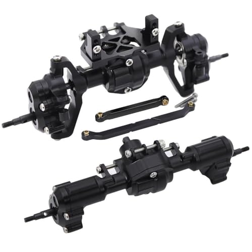 HAUTFENM 1/18 RC Crawler vorderen Heck-Aluminium-Portalachse mit Servo-Halter(Front Rear Black) von HAUTFENM