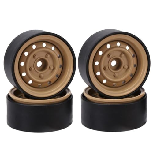 HAUTFENM 1,9 "100 g Metall Beadlock Wheel Rim Hub für 1 10 -Skala RC Crawler Car kompatibel mit Gen8 und ähnlichen Modellen(Yellow) von HAUTFENM