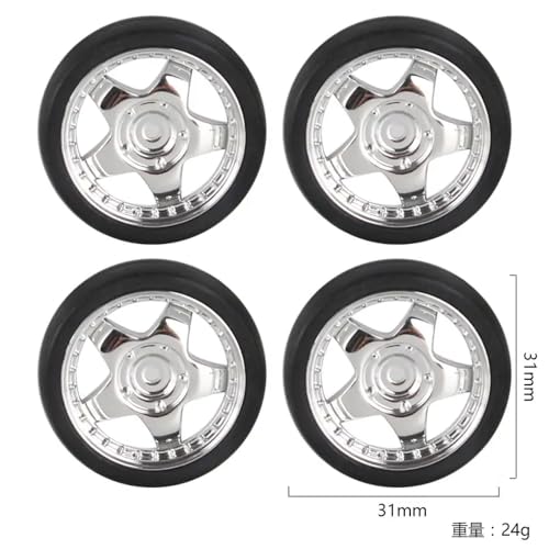 HAUTFENM 1 18 Skalen -RC -Auto -Drift -Reifenrad -Rad 31mm Hard Tire 4pcs Upgrade -Teile kompatibel mit AE86 A86 LD1801 LD1802 LD1803 LD1804 A01 A02 Modelle(LD-YX02S) von HAUTFENM