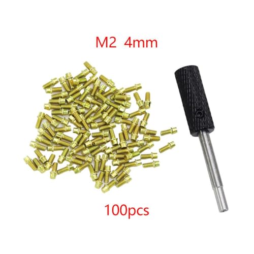 HAUTFENM 100 pcs M2 Stahlkanzlerringschrauben 1,9 Rad Felgen mit Schraubenschlüsselwerkzeug kompatibel mit 1 10 -Skala RC Crawler Cars AXI03007(100Pcs M2x4 Gold) von HAUTFENM