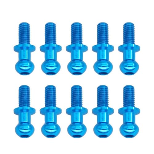 HAUTFENM 10pcs M3 Metall Hex -Kugelkopfschrauben mit 1 10 -Skala -RC -Drift -Autos wie TT01 TT02 D5 Modelle Universal Ersatzteile Zubehör kompatibel(Blue) von HAUTFENM