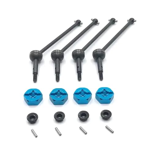 HAUTFENM 144001 144002 144010 124007 124016 124019 124018 4PCS Metallantriebswelle und Rad -Hex -Adapter, die mit RC -Auto -Upgrade -Teilen kompatibel ist(Blue Black) von HAUTFENM