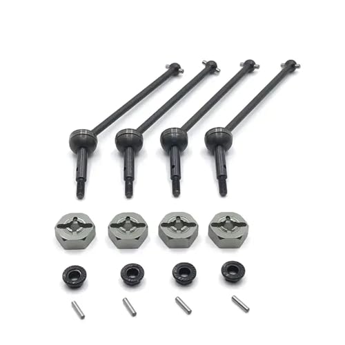 HAUTFENM 144001 144002 144010 124007 124016 124019 124018 4PCS Metallantriebswelle und Rad -Hex -Adapter, die mit RC -Auto -Upgrade -Teilen kompatibel ist(Grey Black) von HAUTFENM