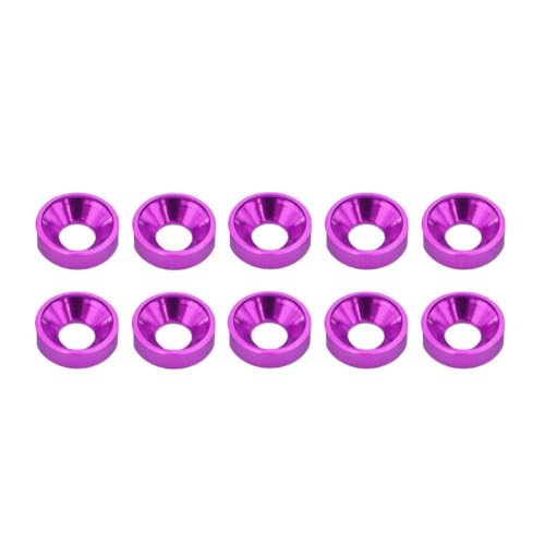 HAUTFENM 20pcs 10pcs M3 Flachwaschfarbe Aluminium Counterunk Waschmaschine kompatibel mit RC Crawler Chassis Shafty Moa Comp Builds für DIY -Projekte(10Pcs Purple) von HAUTFENM