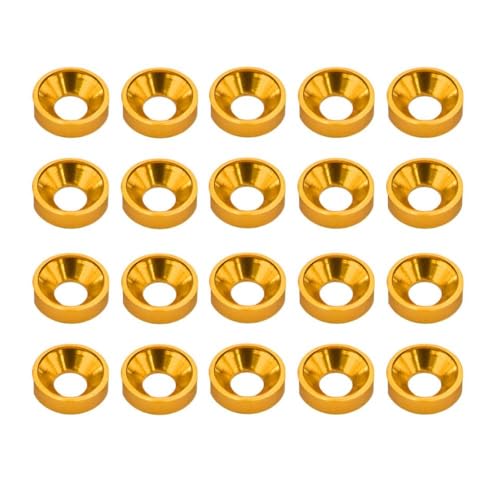 20pcs 10pcs M3 Flachwaschfarbe Aluminium Counterunk Waschmaschine kompatibel mit RC Crawler Chassis Shafty Moa Comp Builds für DIY -Projekte(20Pcs Gold) von HAUTFENM