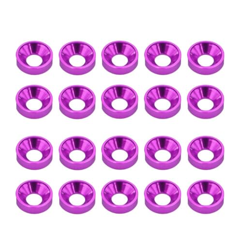 HAUTFENM 20pcs 10pcs M3 Flachwaschfarbe Aluminium Counterunk Waschmaschine kompatibel mit RC Crawler Chassis Shafty Moa Comp Builds für DIY -Projekte(20Pcs Purple) von HAUTFENM