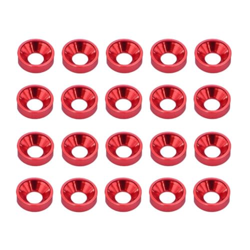20pcs 10pcs M3 Flachwaschfarbe Aluminium Counterunk Waschmaschine kompatibel mit RC Crawler Chassis Shafty Moa Comp Builds für DIY -Projekte(20Pcs Red) von HAUTFENM