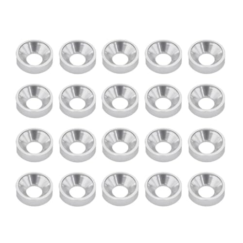 20pcs 10pcs M3 Flachwaschfarbe Aluminium Counterunk Waschmaschine kompatibel mit RC Crawler Chassis Shafty Moa Comp Builds für DIY -Projekte(20Pcs Silver) von HAUTFENM