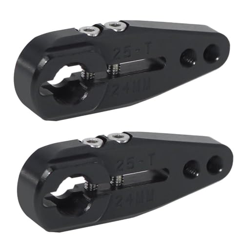 HAUTFENM 24 mm 20 mm Metall Servo Arm -Klemmhorn 25T Spline kompatibel mit 1 10 -Skala -RC -Buggy Raider und ähnlichen Servo -Modellen(24mm 2Pcs Black) von HAUTFENM