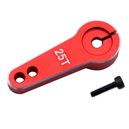 HAUTFENM 24T 25T Zahnmetall Servo Arm Horn 20mm 24 mm 24 mm für 1/10 Skala RC Crawler Car Lenkteile kompatibel mit verschiedenen RC -Modellen, einschließlich Fahrzeugen im TRX6 -Stil(1Pcs Red) von HAUTFENM