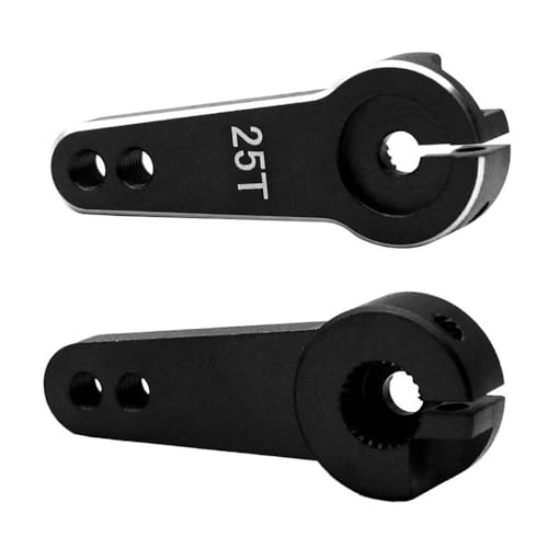HAUTFENM 24T 25T Zahnmetall Servo Arm Horn 20mm 24 mm 24 mm für 1/10 Skala RC Crawler Car Lenkteile kompatibel mit verschiedenen RC -Modellen, einschließlich Fahrzeugen im TRX6 -Stil(2Pcs Black) von HAUTFENM