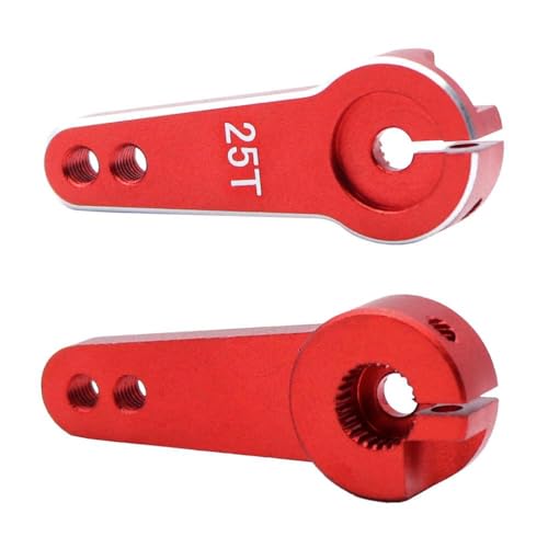 HAUTFENM 24T 25T Zahnmetall Servo Arm Horn 20mm 24 mm 24 mm für 1/10 Skala RC Crawler Car Lenkteile kompatibel mit verschiedenen RC -Modellen, einschließlich Fahrzeugen im TRX6 -Stil(2Pcs Red) von HAUTFENM