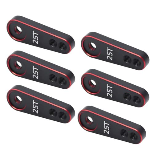 HAUTFENM 25T Aluminium Servo Arm Lenkung Horn kompatibel mit 1/10 1/8 Skala RC Crawler und Servo -Motoren wie Futaba Savox Emax(6Pcs Red-Black) von HAUTFENM