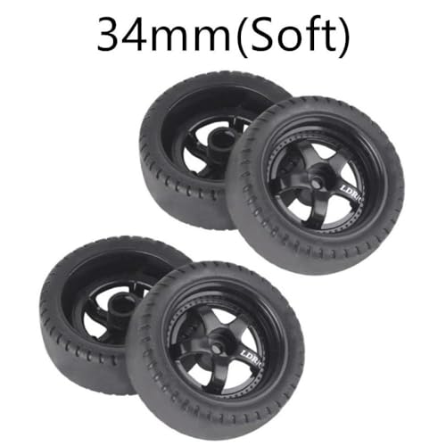 HAUTFENM 4PCS 33 mm RC Drift -Reifenrad -Hardreifenkompatibel mit 1 18 -Skala -RC -Automodellen wie AE86 A86 LD1801 LD1802 LD1803 LD1804 A01 A02 Upgrade -Teile(LA0034 Black(Soft)) von HAUTFENM