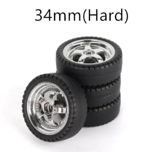 HAUTFENM 4PCS 33 mm RC Drift -Reifenrad -Hardreifenkompatibel mit 1 18 -Skala -RC -Automodellen wie AE86 A86 LD1801 LD1802 LD1803 LD1804 A01 A02 Upgrade -Teile(LA0034 Silver(Hard)) von HAUTFENM