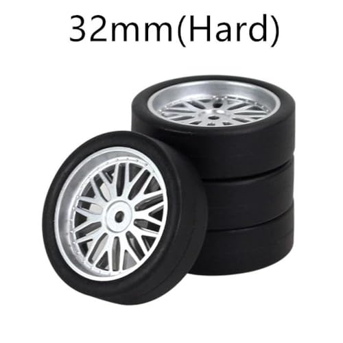 HAUTFENM 4PCS 33 mm RC Drift -Reifenrad -Hardreifenkompatibel mit 1 18 -Skala -RC -Automodellen wie AE86 A86 LD1801 LD1802 LD1803 LD1804 A01 A02 Upgrade -Teile(LA0046 Silver(Hard)) von HAUTFENM
