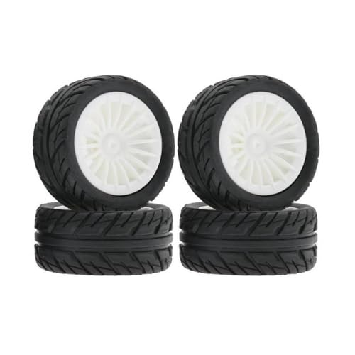 HAUTFENM 4PCS 50mm Gummi -Reifenrad -Set kompatibel mit SG1603 SG1604 SG1605 UDIRC UD1601 UD1602 UD1603 UD1604 1 16 Skala -RC -Autoersatzteile Teile(White) von HAUTFENM