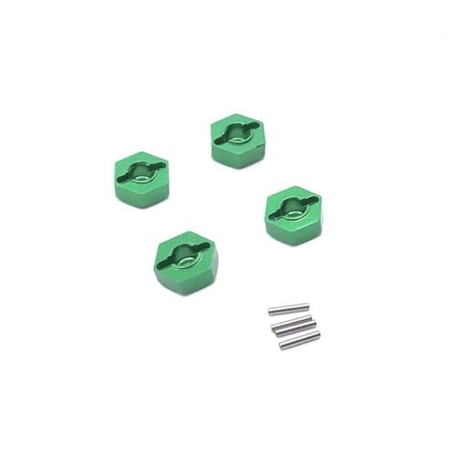 HAUTFENM 4pcs 12mm Metallrad Hex Hub -Hub -Adapter -Kombinierer für 1 12 -Skala -RC -Auto -Upgrade -Teile mit MN128 MN86 MN86S MN86K MN86KS -Modelle(Green) von HAUTFENM