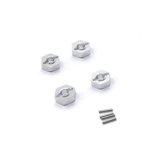 HAUTFENM 4pcs 12mm Metallrad Hex Hub -Hub -Adapter -Kombinierer für 1 12 -Skala -RC -Auto -Upgrade -Teile mit MN128 MN86 MN86S MN86K MN86KS -Modelle(Silver) von HAUTFENM